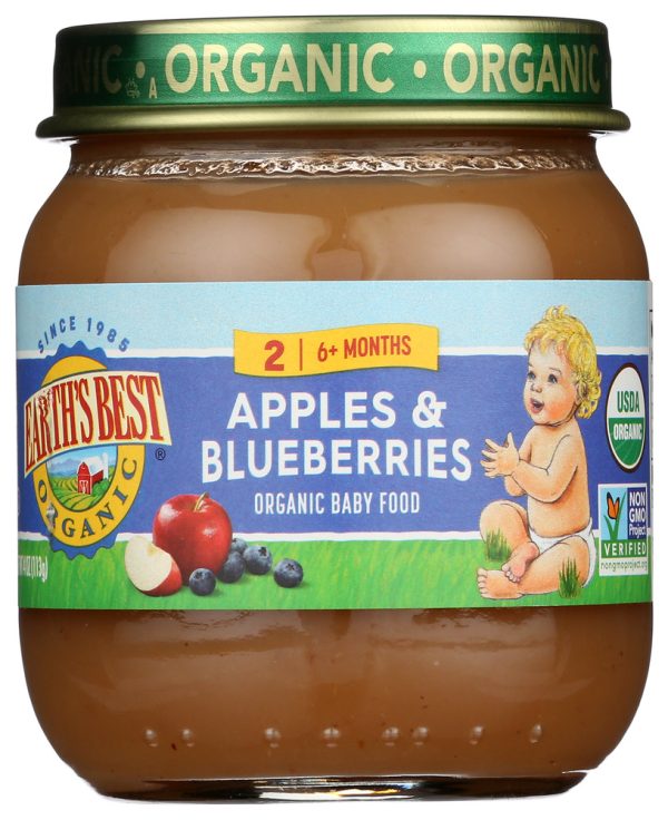 EARTH'S BEST: Organic Baby Food Stage 2 Apples & Blueberries, 4 oz