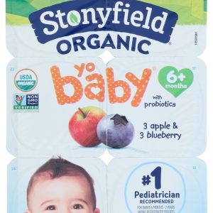 STONYFIELD: Organic Yobaby Blueberry Apple Yogurt 6 Pack (4 oz each), 24 oz