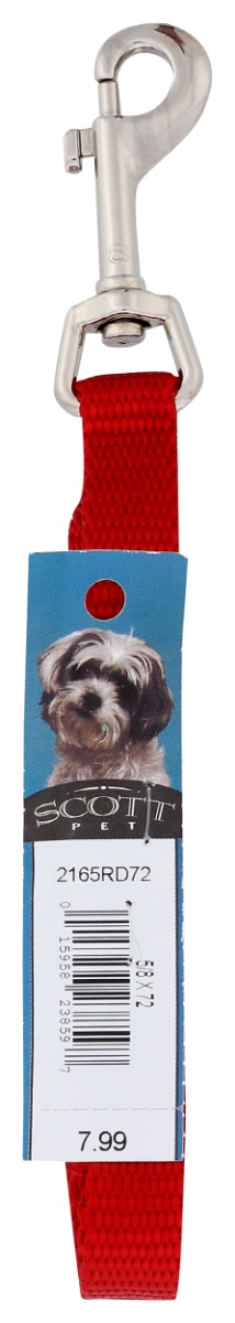 SCOTT PET: Lead Red 5/8In X 6Ft, 1 ea
