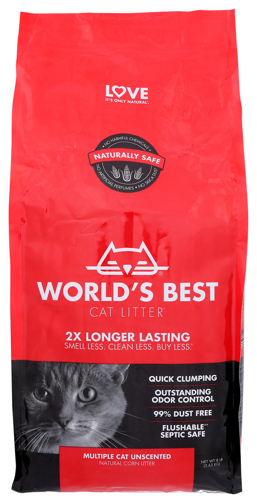 WORLDS BEST CAT LITTER: Multiple Cat Unscented, 8 lb