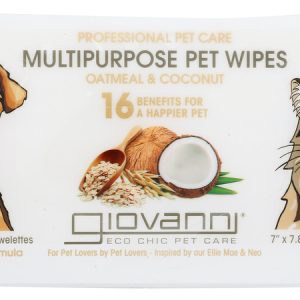 GIOVANNI COSMETICS: Pet Wipes Oatmeal Coconut, 75 pc