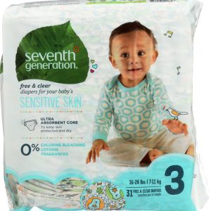 SEVENTH GENERATION: Baby Free & Clear Diapers Size 3 16-28 lbs, 31 pc