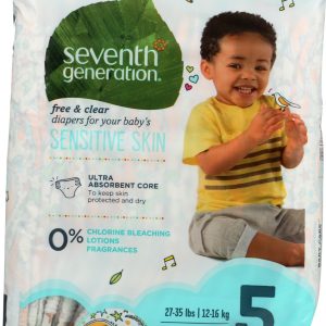 SEVENTH GENERATION: Baby Free & Clear Diapers Size 5 27 Plus Pounds, 23 pc