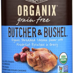CASTOR & POLLUX: Organix Butcher & Bushel Grain Free Shredded Chicken Dinner Adult Canned Dog Food, 12.7 oz
