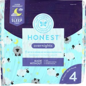 THE HONEST COMPANY: Sleepy Sheep Overnight Diapers Size 4, 24 pk