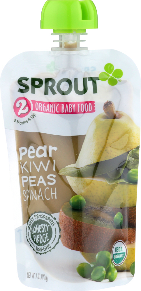 SPROUT: Organic Baby Food Pear Kiwi Peas And Spinach Stage 2, 4 oz
