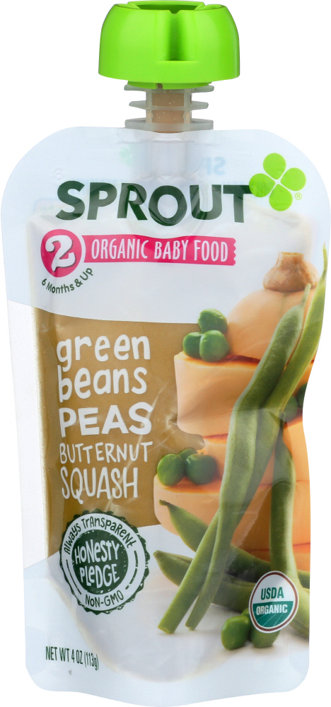 SPROUT: Organic Baby Food Green Beans Peas And Sweet Corn Stage 2, 4 Oz