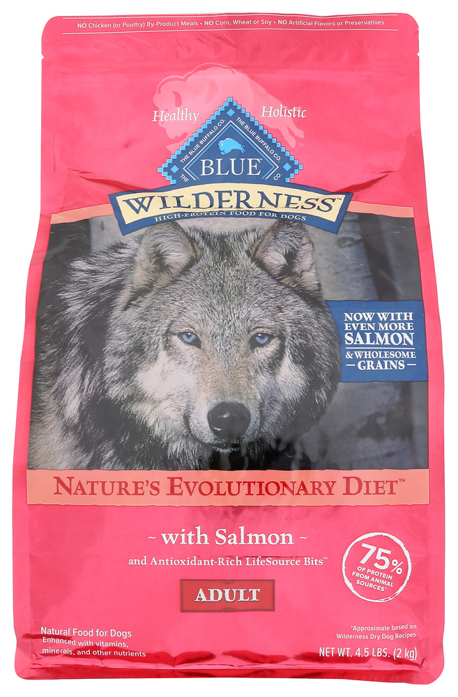 BLUE BUFFALO: Dog Food Adlt Slmn Wldrn, 4.5 LB
