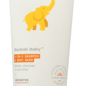 ALAFFIA: Baobab Baby Unscented 2in1 Shampoo & Body Wash, 8 fo