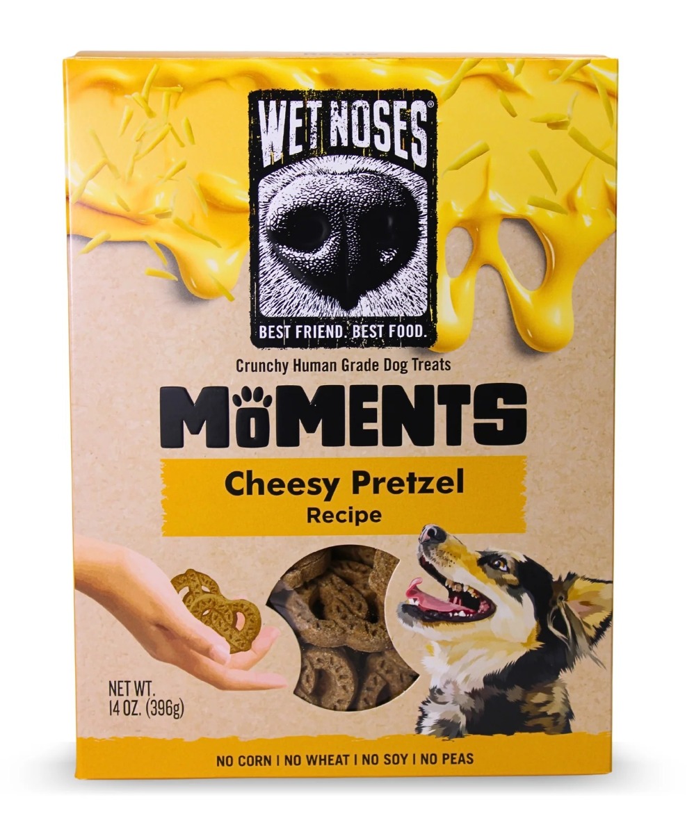 WET NOSES: Moments Cheezy Pretzel Dog Treats, 14 oz