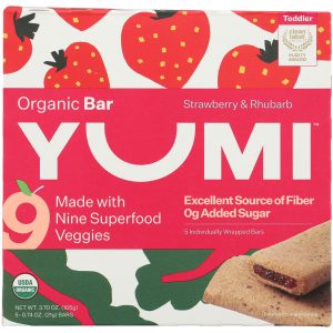 YUMI: Strawberry and Rhubarb Organic Bar, 3.7 oz