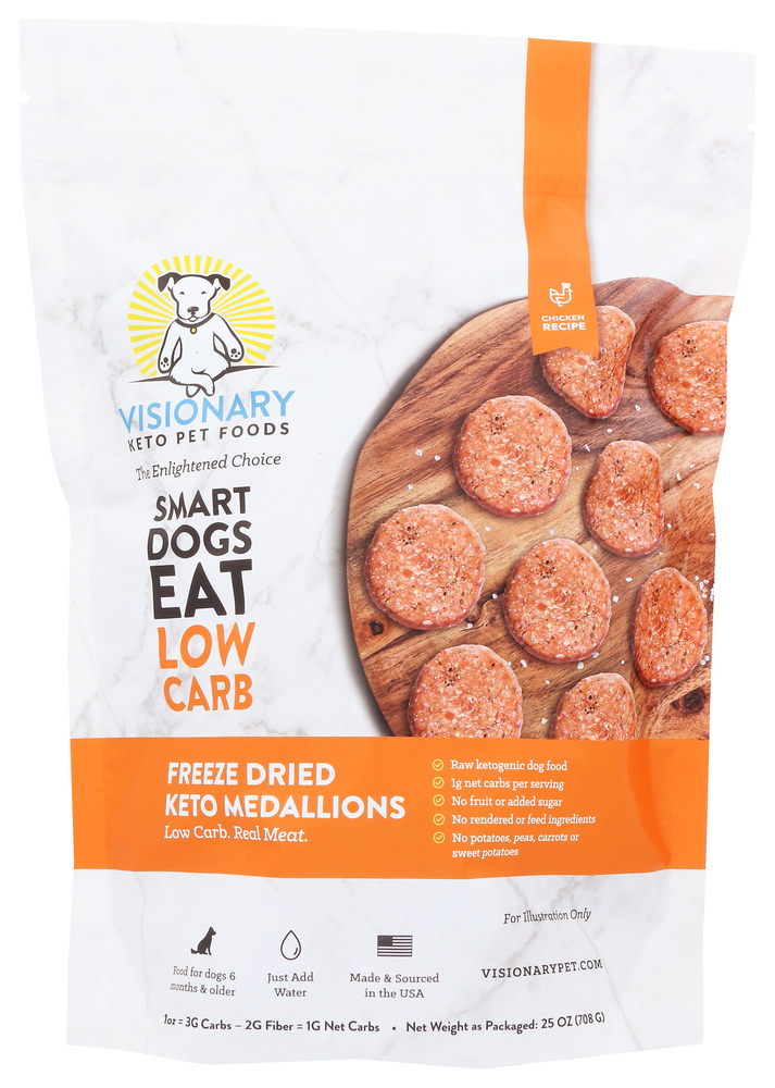 VISIONARY PET FOODS: Freeze Dried Chicken Keto Medallions, 25 oz