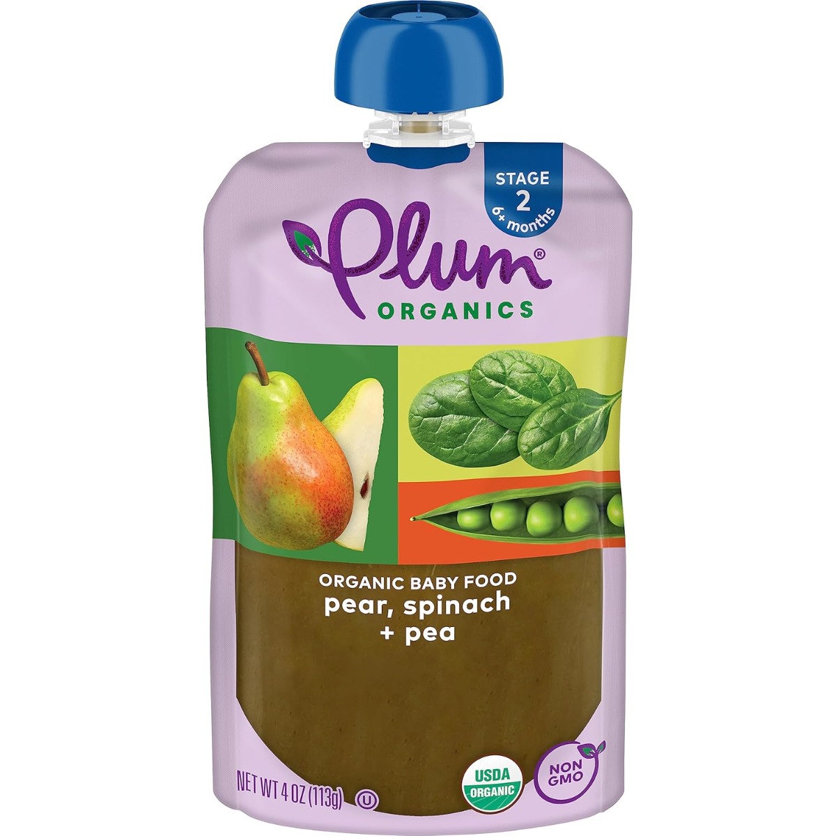 PLUM ORGANICS: Organic Baby Food Stage 2 Spinach Peas & Pear, 4 oz