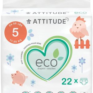 ATTITUDE: Baby Junior Diaper Size 5, 22 un