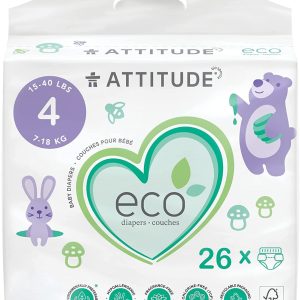 ATTITUDE: Baby Diapers Size 4, 26 un