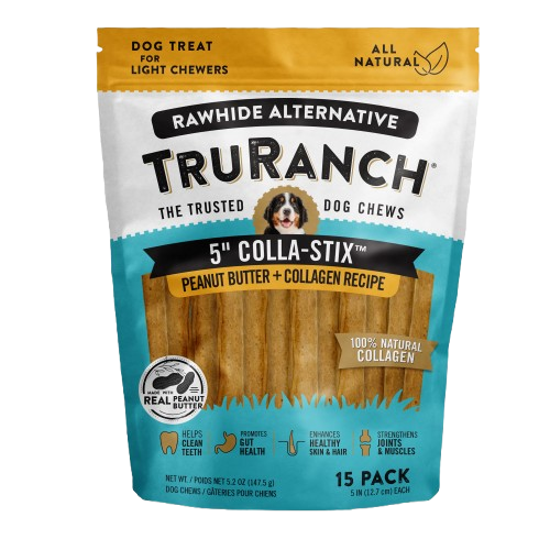 TRURANCH: 5In Peanut Butter Stix Dog Treat, 15 pk