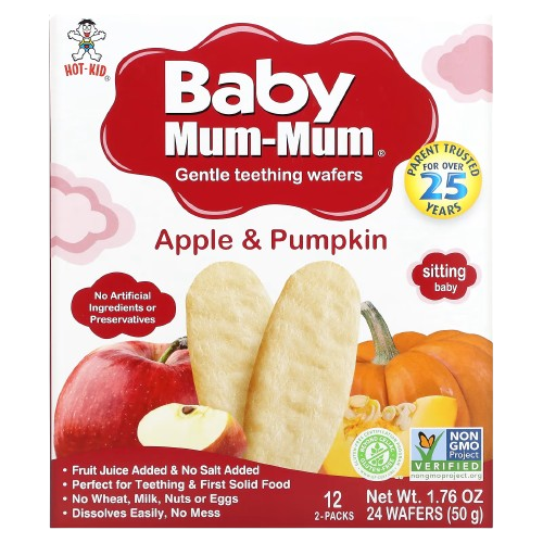 HOT KID: Baby Mum Mum Apple and Pumpkin Rice Rusks, 1.76 oz