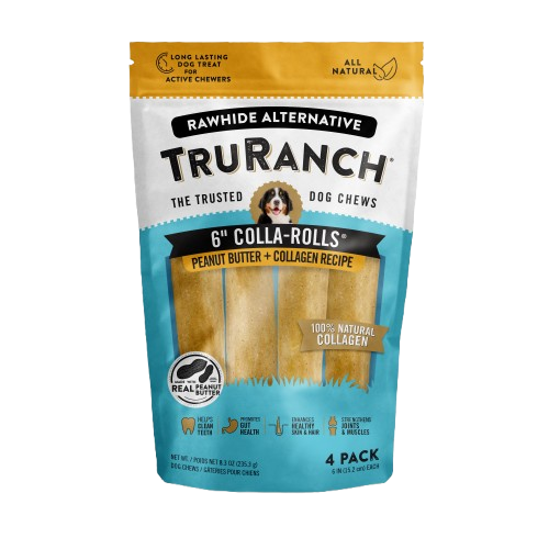 TRURANCH: 6In Peanut Butter Rolls Dog Treat, 4 pk