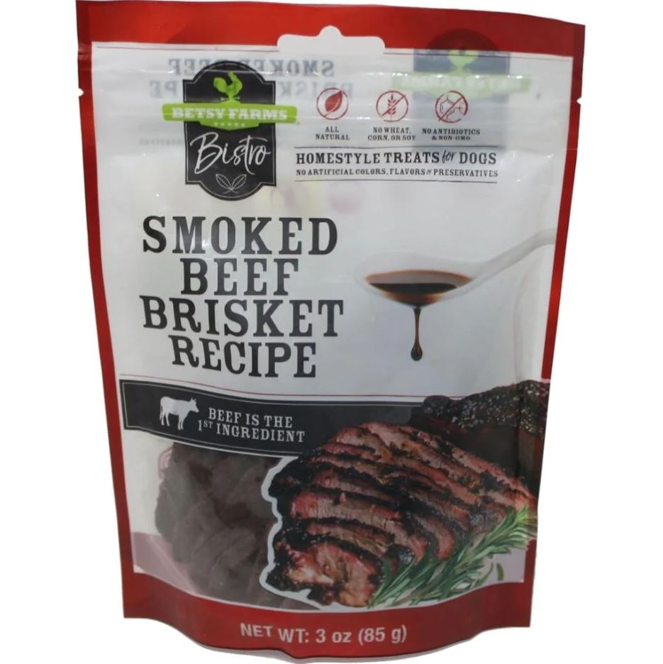 BETSY FARMS: Smoked Beef Brisket Recipe Dog Treat, 8 oz