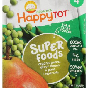 HAPPY TOT: Super Foods Organic Pears Green Beans and Peas 4Pk, 16 oz
