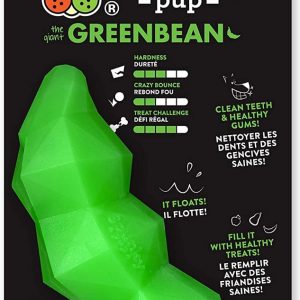 SPUNKY PUP: Holding Treat Play Dog Toy Green Bean, 1 ea