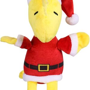 PEANUTS HOLIDAY: Holiday Woodstock Santa Plush Dog Toy with Squeaker, 1 ea