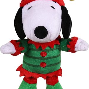 PEANUTS HOLIDAY: Holiday Snoopy Elf Plush Dog Toy with Squeaker, 1 ea