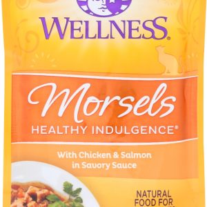 WELLNESS: Healthy Indulgence Morsels Chicken and Salmon Cat Food, 3 oz
