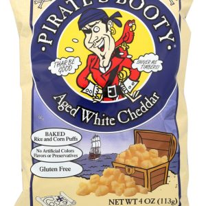 PIRATE'S BOOTY: Baked Rice and Corn Puffs Aged White Cheddar, 4 oz