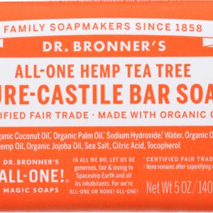 DR BRONNER'S: All-One Hemp Tea Tree Pure-Castile Bar Soap, 5 oz