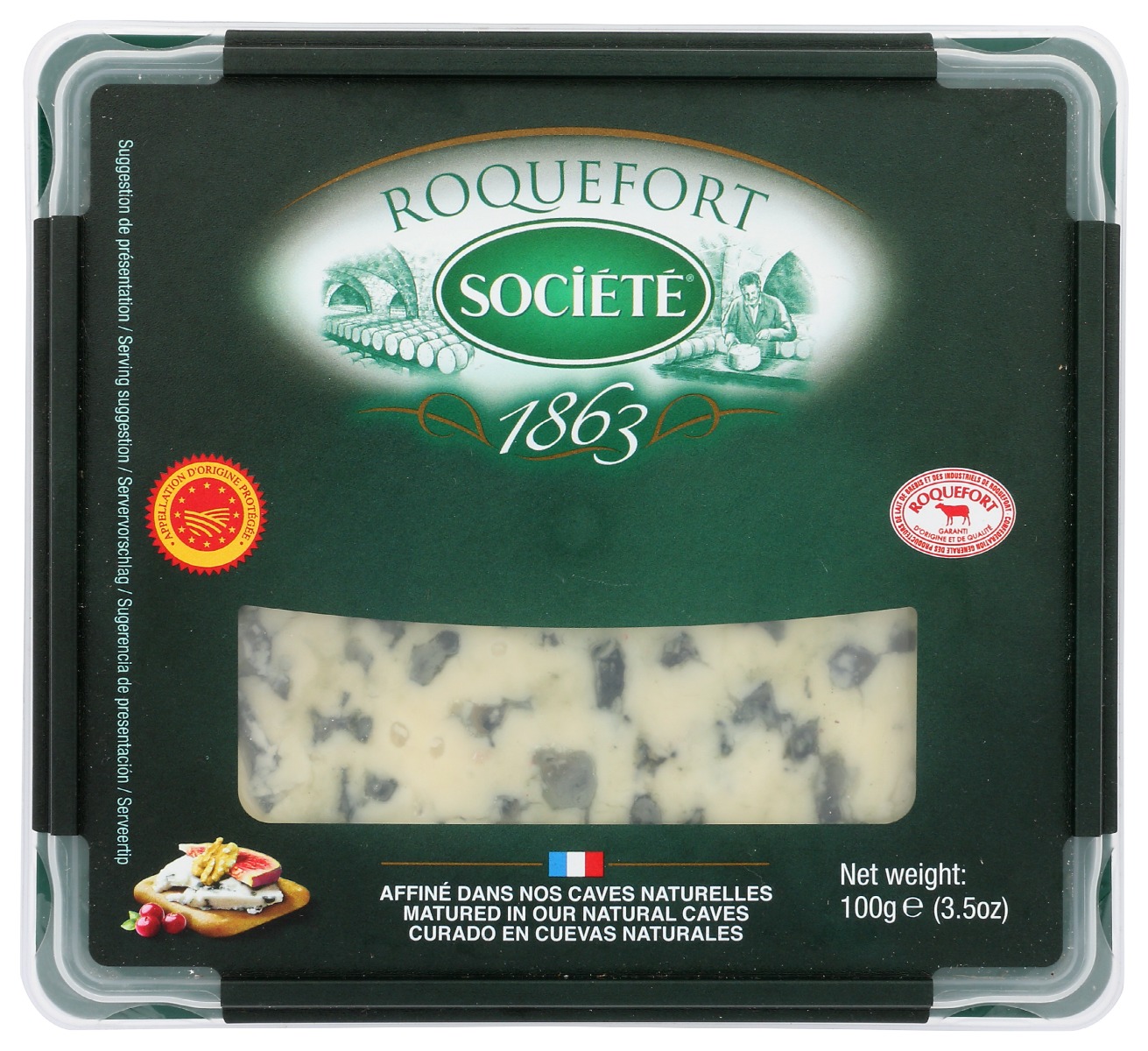 SOCIETE: Roquefort Cheese Wedge, 3.5 oz