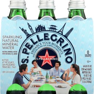 SAN PELLEGRINO: Sparkling Natural Mineral Water Glass Bottles 6Pk, 50.7 fo