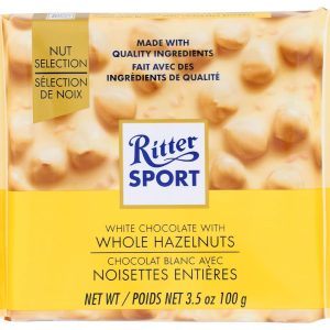 RITTER SPORT: White Chocolate with Whole Hazelnuts Bar, 3.5 oz
