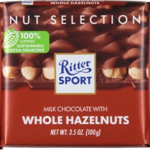 RITTER SPORT: Milk Chocolate with Whole Hazelnuts, 3.5 oz