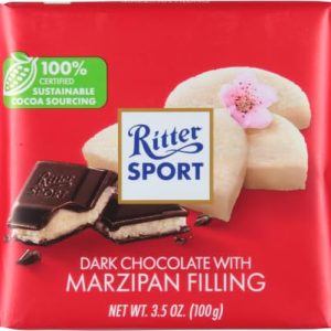 RITTER SPORT: Dark Chocolate with Marzipan, 3.5 oz