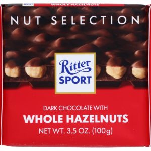 RITTER SPORT: Dark Chocolate with Whole Hazelnuts, 3.5 oz