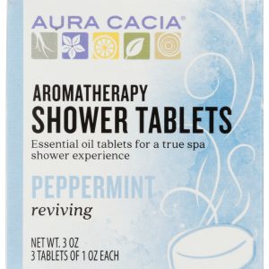 AURA CACIA: Aromatherapy Shower Tablets Reviving Peppermint 3 tablets (1 oz each), 3 oz