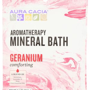 AURA CACIA: Aromatherapy Mineral Bath Comforting Geranium, 2.5 Oz