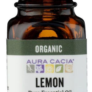 AURA CACIA: Organic Lemon Essential Oil, 0.25 oz