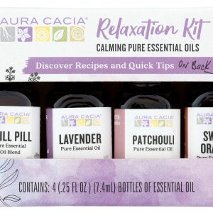 AURA CACIA: Essensial Oil Relaxation Kit Pack of 4, 0.25 oz