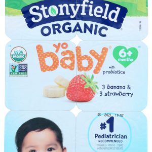 STONYFIELD: YoBaby Banana Strawberry Organic Yogurt 6 Count, 24 oz