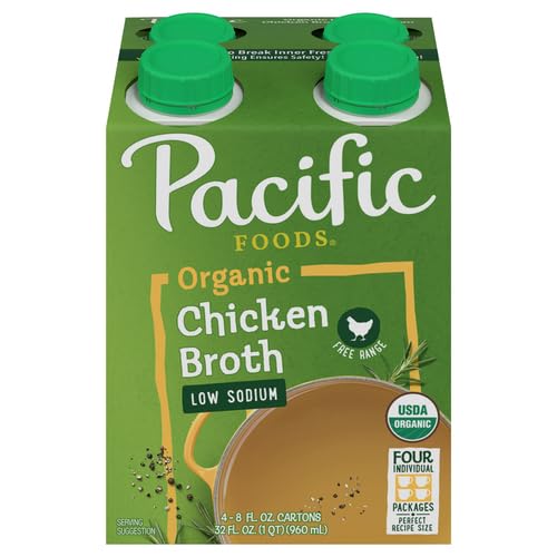PACIFIC FOODS: Organic Free Range Chicken Broth Low Sodium 4 count (8 oz each), 32 oz