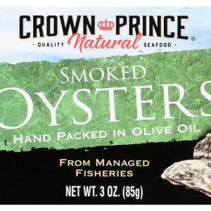 CROWN PRINCE: Naturally Smoked Oysters in Pure Olive Oil, 3 oz