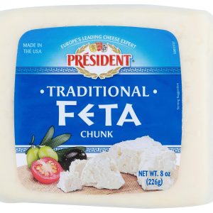 PRESIDENT: Feta Chunk Plain Cheese, 8 Oz