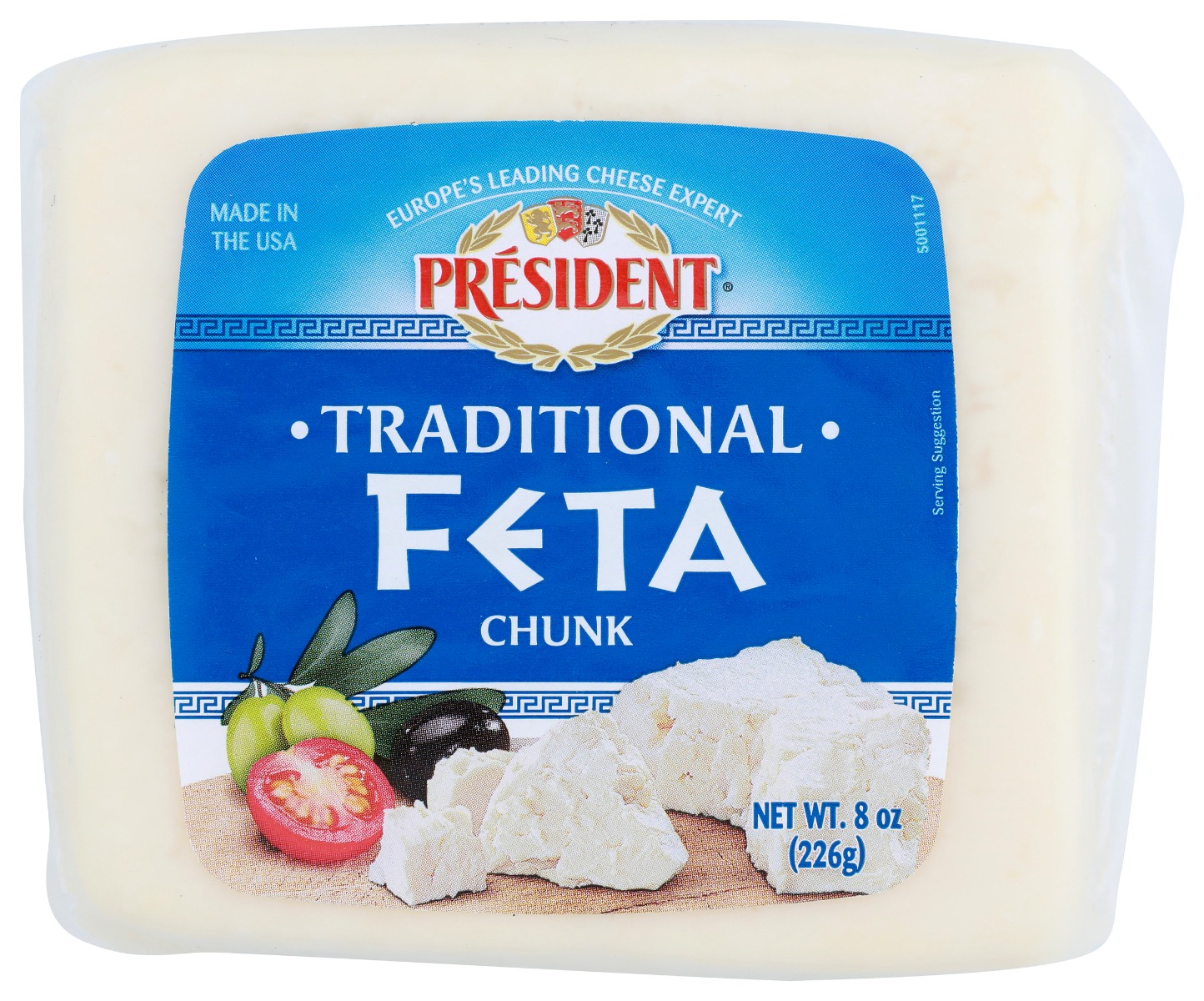 PRESIDENT: Feta Chunk Plain Cheese, 8 Oz