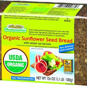 MESTEMACHER: Natural Sunflower Seed Bread with Whole Rye Kernels, 17.6 oz