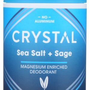 CRYSTAL BODY DEODORANT: Magnesium Enriched Deodorant Sea Salt Plus Sage, 2.5 oz