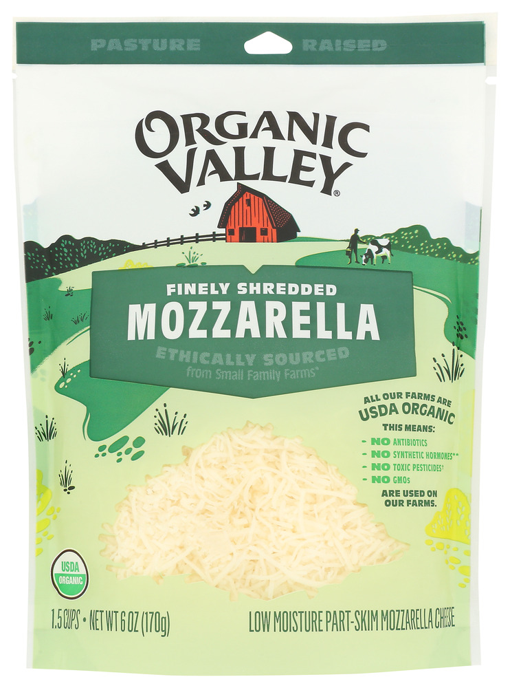 ORGANIC VALLEY: Finely Shredded Mozzarella Cheese, 6 oz
