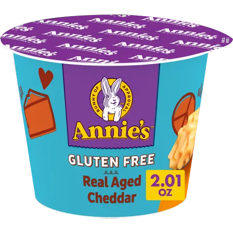ANNIE'S HOMEGROWN: Rice Pasta And Cheddar Gluten Free Microwavable Mac And Cheese Cup, 2.01 oz