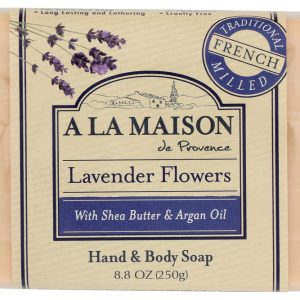 A LA MAISON DE PROVENCE: Hand & Body Bar Soap Lavender Flowers, 8.8 Oz
